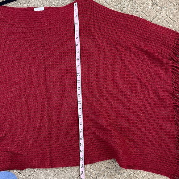 Chicos Shaw Womens OS Maroon Sweater Fringe Textured Knit Scarf - Picture 9 of 10